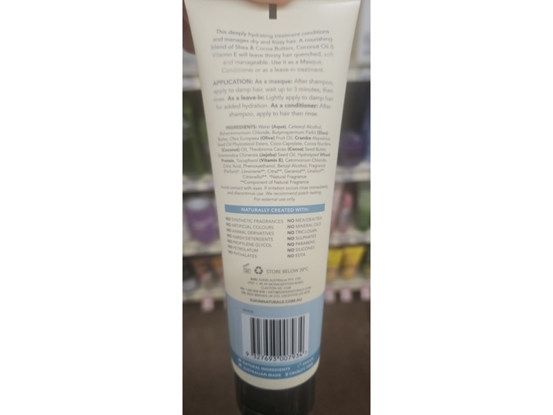 Sukin Hydrating Replenishing Hair Mask, Shea Butter, Coconut Oil & Vitamin E, 6.76 fl oz/200 mL