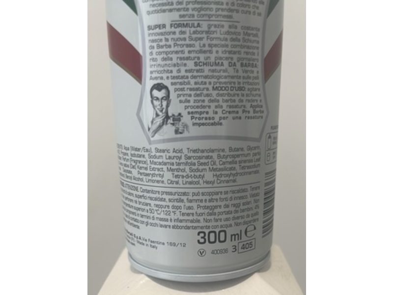 Proraso Firenze Shaving Foam, Green Tea & Oats, 10.3 oz/300 mL