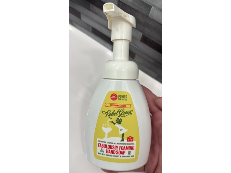 Rebel Green Fabulously Foaming Hand Soap, Peppermint & Lemon, 8.3 fl oz/250 mL