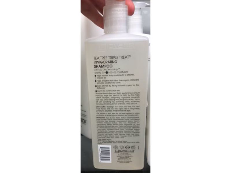 Giovanni Hair Tea Tree Triple Treat Invigorating Shampoo, Eco Chic Technology, 24 fl oz/710 mL