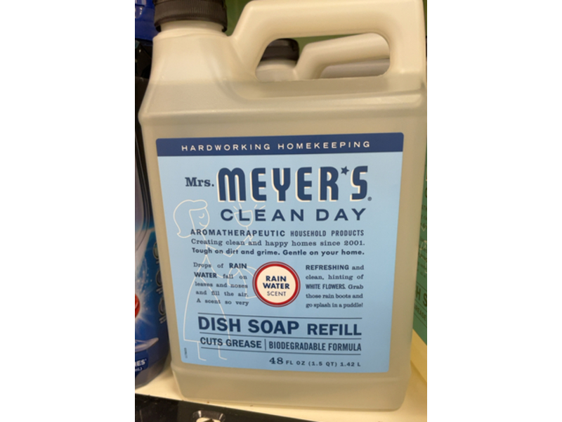 Mrs. Meyer's Clean Day Dish Soap, Rain Water, 48 fl oz/1.42 L