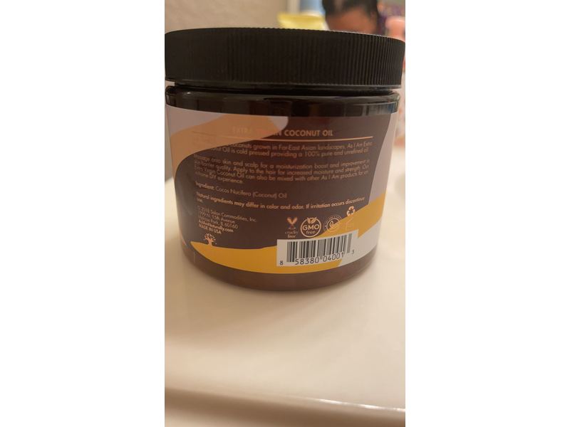 As I Am Extra Virgin Coconut Oil, Pure Oils, 15 oz/425 g