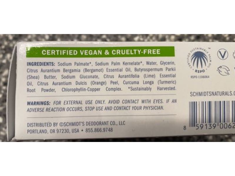 Schmidt's Bergamot Plus Lime Natural Soap With Exfoliating Orange Peel, 5 oz