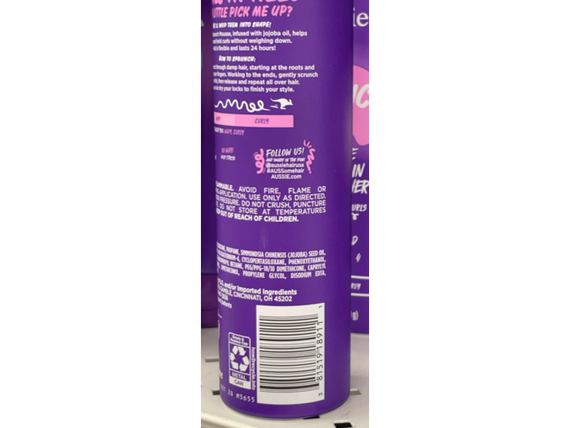 Aussie Mousse & Leave-In Conditioner, Sprunch, Light Hold 1, 6 oz/170 g