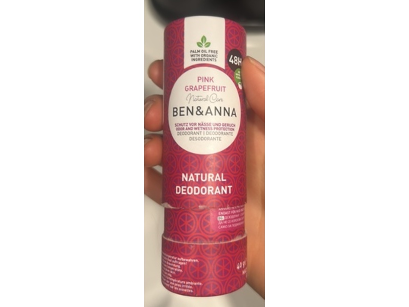 Ben & Anna Natural Care Deodorant, Pink Grapefruit, 1.4 oz/40 g