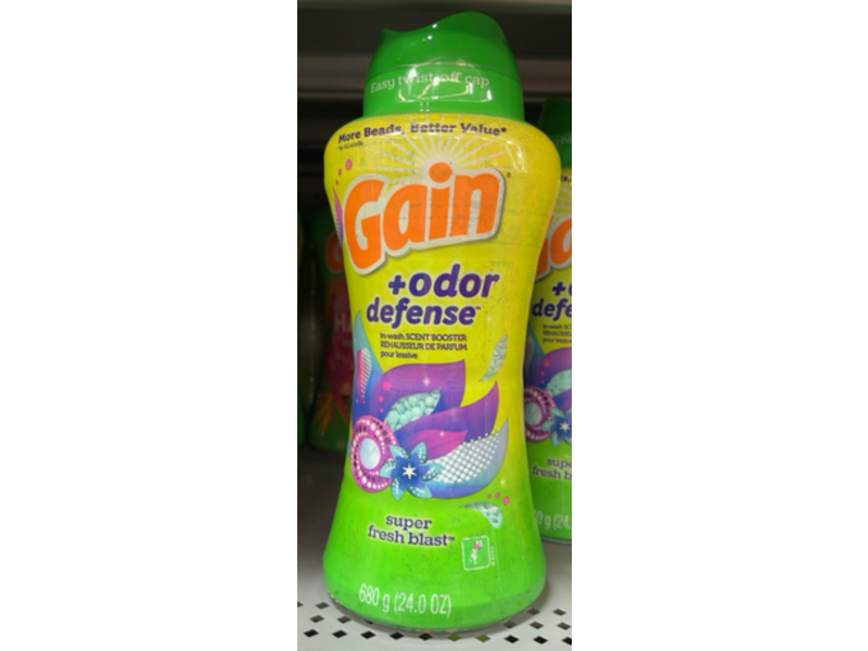 Gain +Odor Defense In-Wash Scent Booster, Super Fresh Blast Scent, 24.0 oz/680 g