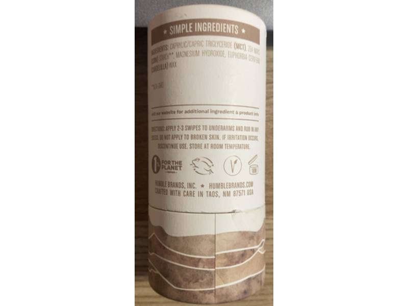 Humble Baking Soda Free Deodorant, Simply Unscented, 2.65 oz/ 75 g