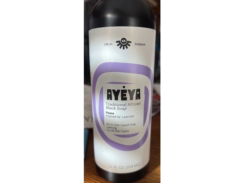 Ayeya Traditional African Black Liquid Soap, Peace, 12 fl oz/354 mL