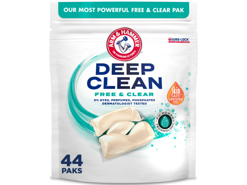 Arm & Hammer Deep Clean Power Paks, Free & Clear , 44 Count