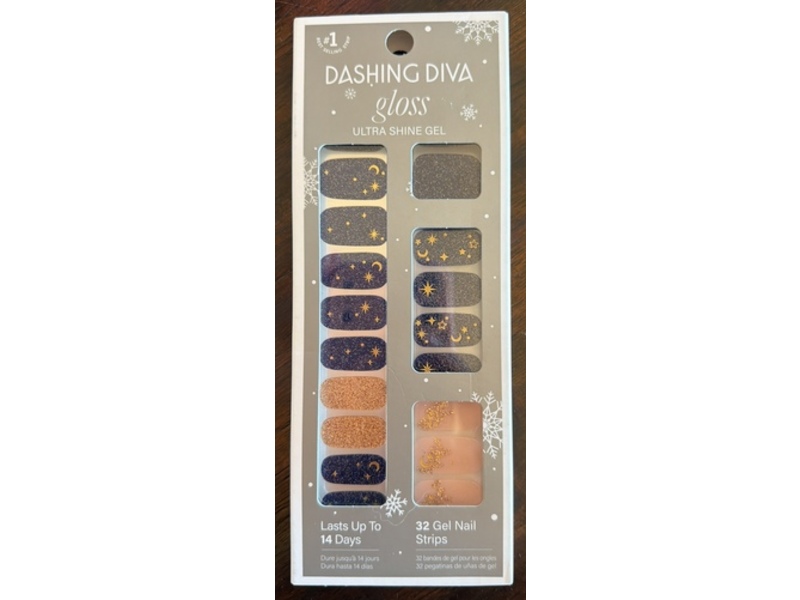 Dashing Diva Gloss Ultra Shine Gel Nail Strips, Starry Night, 32 Count