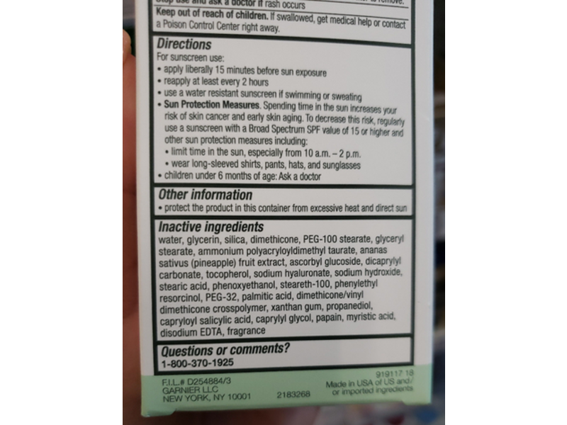 Garnier Brightening Serum Cream, Pinea-C, 2.4 fl oz/72 ml