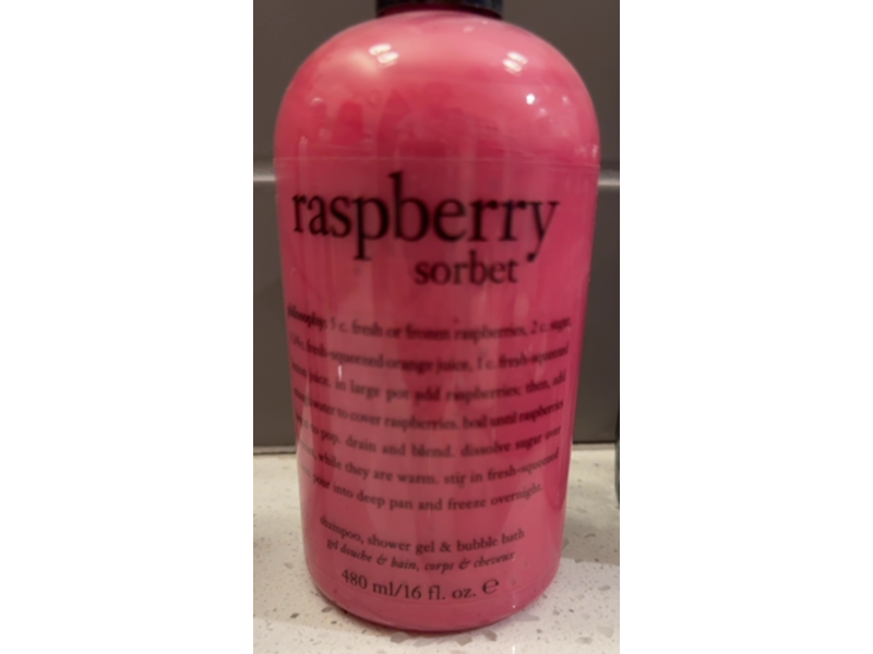 Philosophy Shampoo + Shower Gel & Bubble Bath, Raspberry Sorbet, 16 fl oz/480 mL