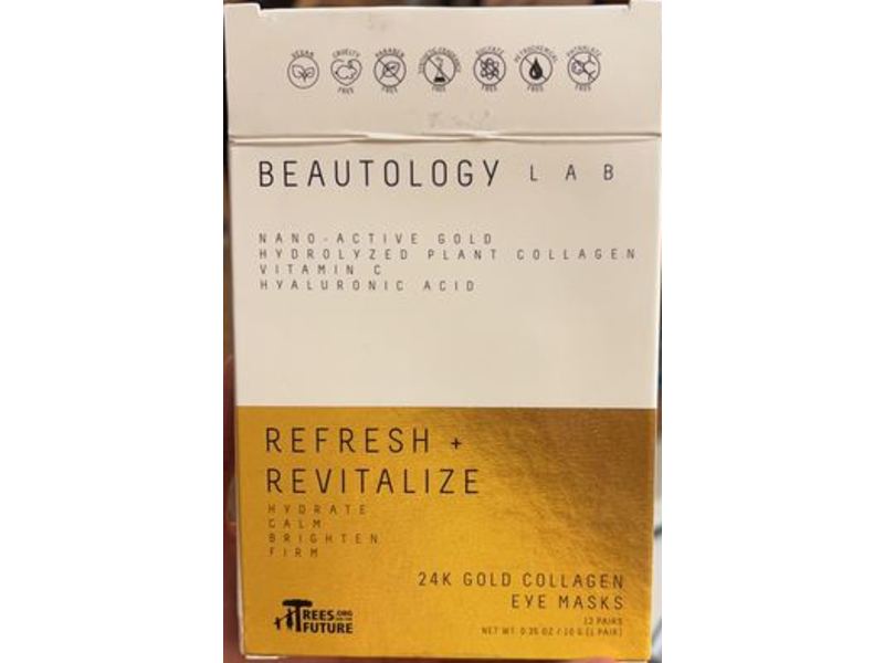 Beautology Lab 24K Gold Collagen Eye Mask , Refresh + Revitalize, 12 Pairs