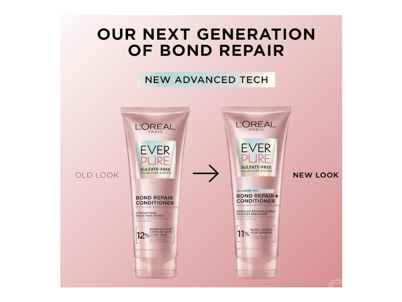 L'Oreal Paris Ever Pure Bond Repair+ Conditioner, 11% Bond + Amino Acid Complex, 6.8 fl oz/200 mL