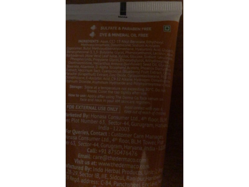 The Derma Co 1% Hyaluronic Sunscreen Aqua Gel, SPF 50 PA++++, 80 g