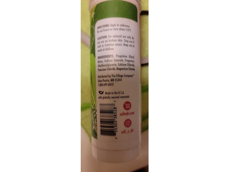 The Village Company Soft & Dri Deodorant, Zen Cucumber, 3 oz/85 g, Pack Of 3
