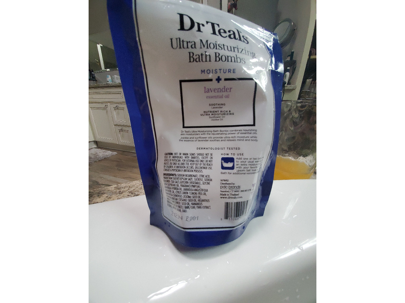 Dr Teal's Ultra Moisturizing Bath Bomb, Lavender, 1.6 oz/45 g