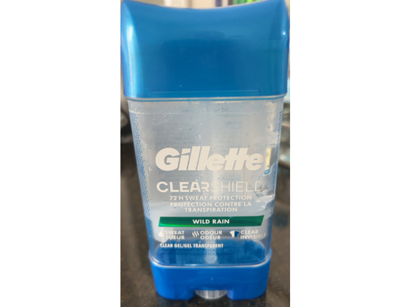 Gillette Clear Shield Antiperspirant/Deodorant Clear Gel, Wild Rain, 108 g