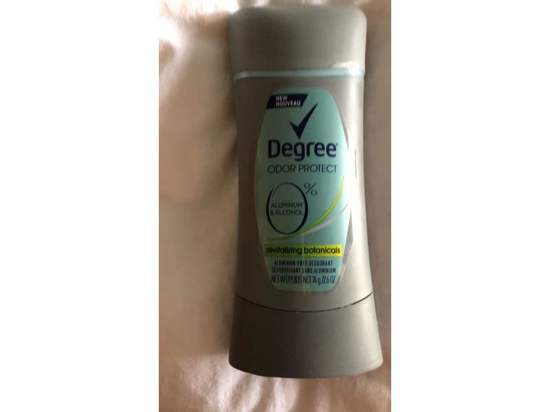 Degree Odor Protect 0% Deodorant, Revitalizing Botanicals, 2.6 oz/74 g, Pack Of 4