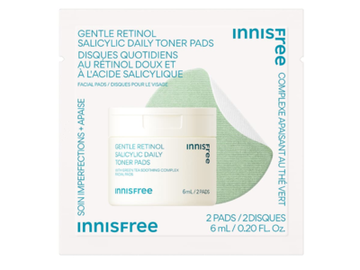 Innisfree Gentle Retinol Salicylic Daily Toner Pads, 0.20 fl oz/6 mL, 2 Count