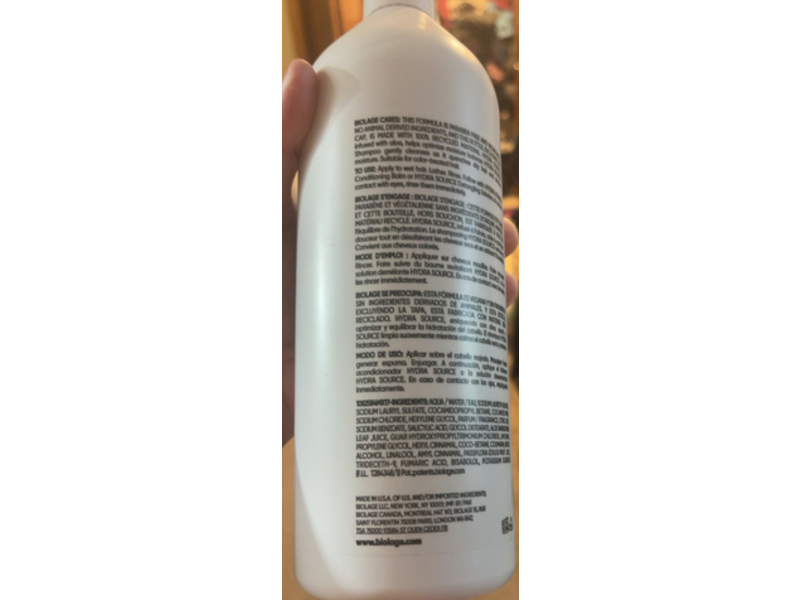 Biolage Hydra Source Shampoo, Aloe, 33.8 fl oz/1 L