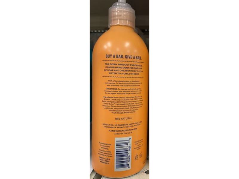 Hand In Hand Soap Citrus Grove Hand Soap, Grapefruit & Orange Blossom, 10 oz/296 mL