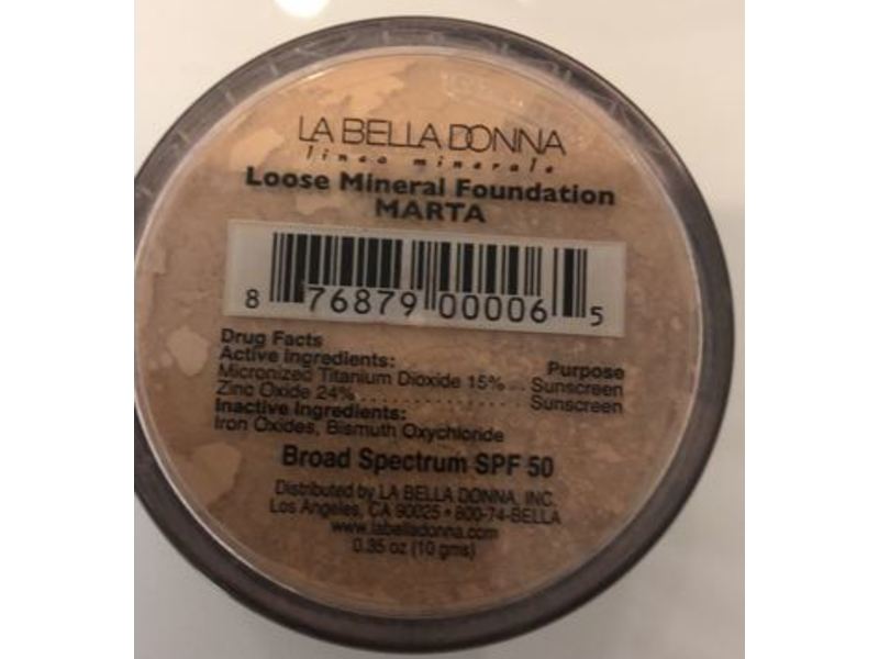 La Bella Donna Loose Mineral Foundation, SPF 50, Marta, 0.35 oz/10 g