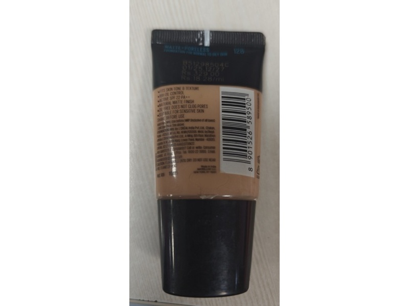 Maybelline New York Fit Me Matte +Poreless Foundation, SPF 22 PA++, 128 Warm Nude, 18 mL