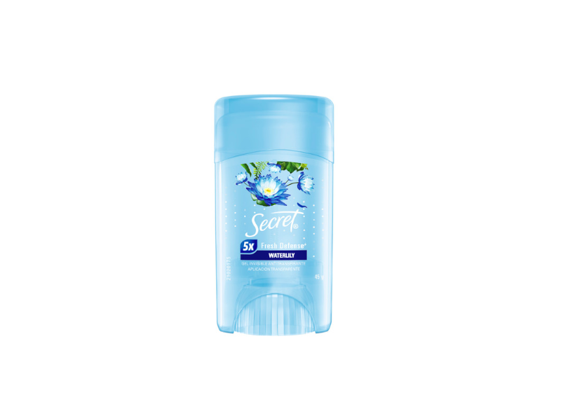 Secret 5x Fresh Defense Invisible Gel Antiperspirant, Waterlily, 45 g