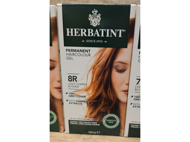 Herbatint Permanent Hair Colour Gel, 8R Light Copper Blonde, 2 Application, 150 mL