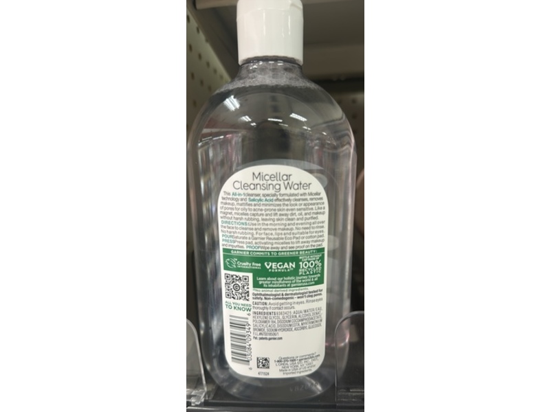 Garnier All -In-1 Purifying Micellar Cleansing Water, Salicylic Acid, 23.7 fl oz/700 mL