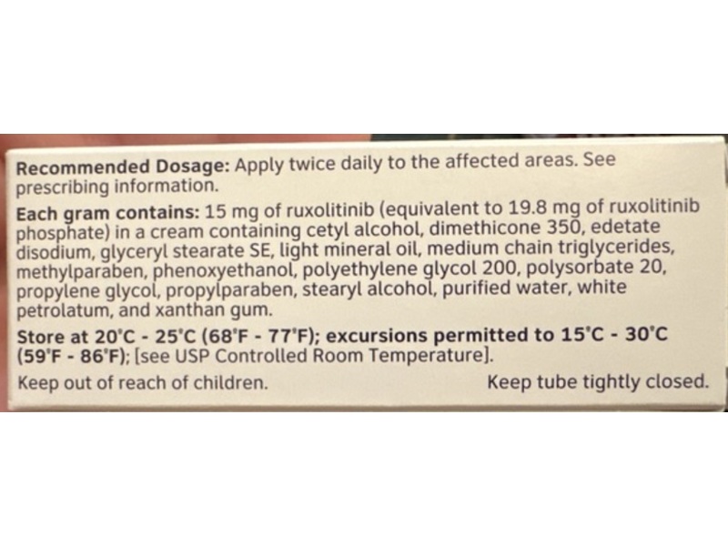 Opzelura (ruxoltinib) Cream, 1.5%, 5 g, Incyte (Rx)