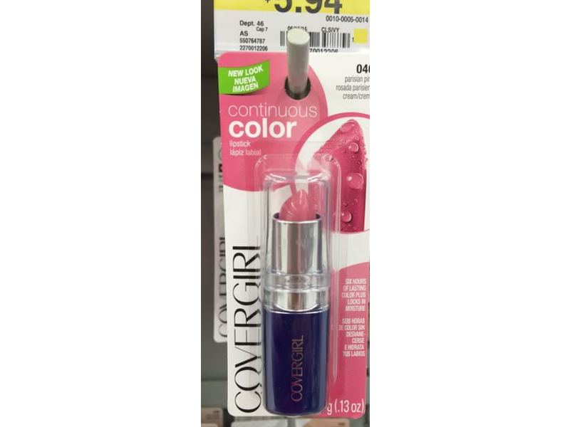 CoverGirl Continuous Color Lipstick, Parisian Pink 040, 0.13 oz/3 g