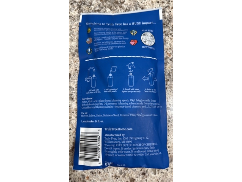 Truly Free Bathroom Cleaner Refill, 3 oz/85 g, Pack Of 2