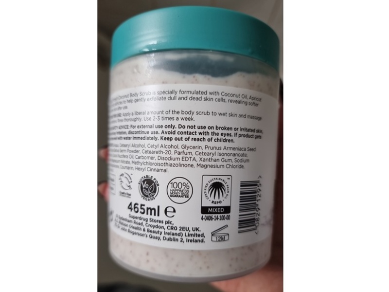 Superdrug Extracts Body Care Body Scrub + Exfoliating, Coconut, Apricot & Rice, 465 mL