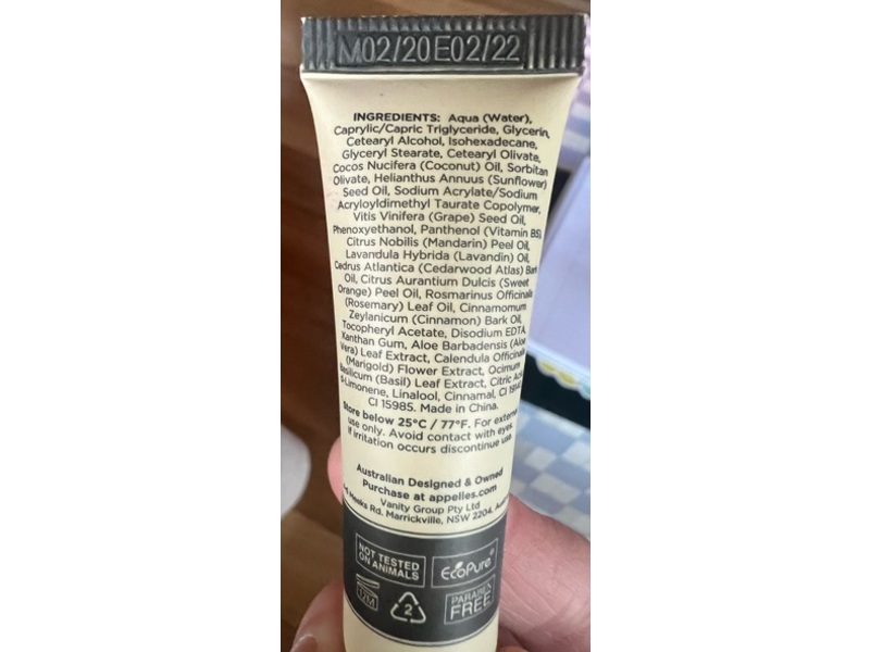 Appelles Vitamin B5 Hand Cream, Rosemary & Cinnamon Bark, 0.5 fl oz/15 mL