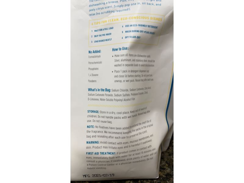 Thrive Market Automatic Dish Detergent, Zesty Lemon, 45 Packs, 1.79 lbs