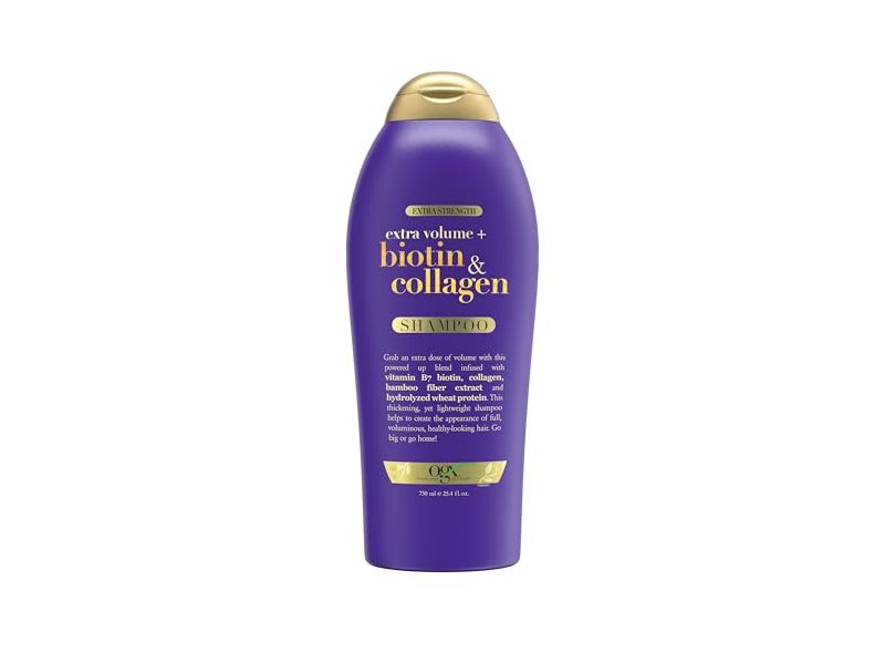 OGX Extra Strength Extra Volume+ Shampoo, Biotin & Collagen, 25.4 fl oz/750 mL