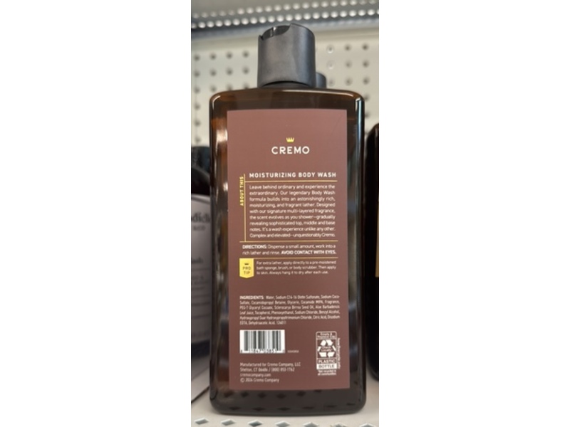 Cremo Body Wash, Casked Vanilla, 16 fl oz/473 mL
