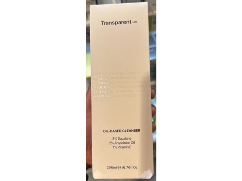 Transparent Lab Oil-Based Cleanser, 3% Squalane, 2% Abyssinian Oil, 1% Vitamin E, 6.76 fl oz/200 mL