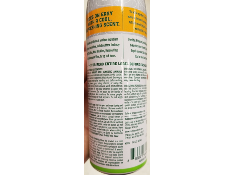 Murphy's Naturals Mosquito & Tick Repellent, Lemon Eucalyptus Oil, 6 oz/170 g