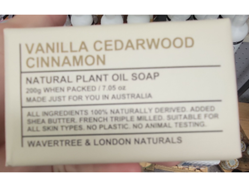 Wavertree & London Naturals Natural Plant Oil Soap, Vanilla Cedarwood Cinnamon, 7.05 oz/200 g, Pack Of 2