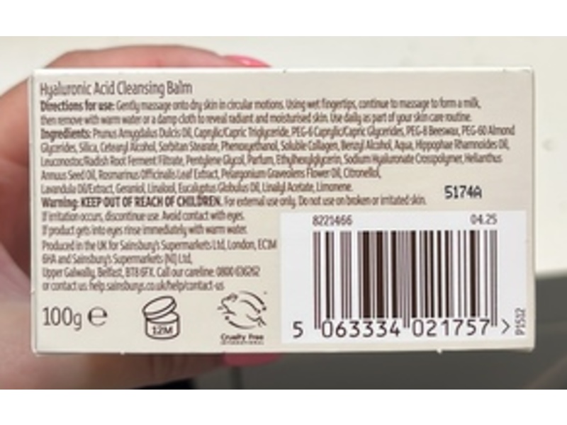 Sainsbury's The Edit Cleansing Balm, Hyaluronic Acid, 100 g