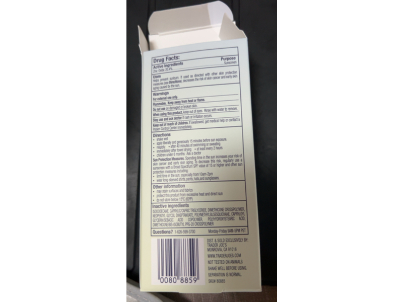 Trader Joe's Daily Facial Mineral Sunscreen, SPF 40, 1.7 fl oz/50 mL