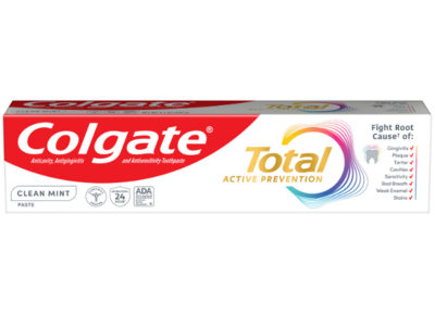 Colgate Total Active Prevention Toothpaste, Clean Mint, 120 mL