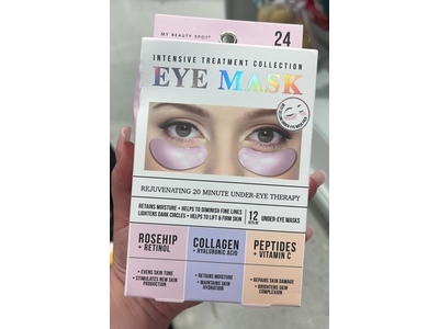 My Beauty Spot Intensive Treatment Eye Mask, Rosehip + Collagen + Peptides, 12 Pairs