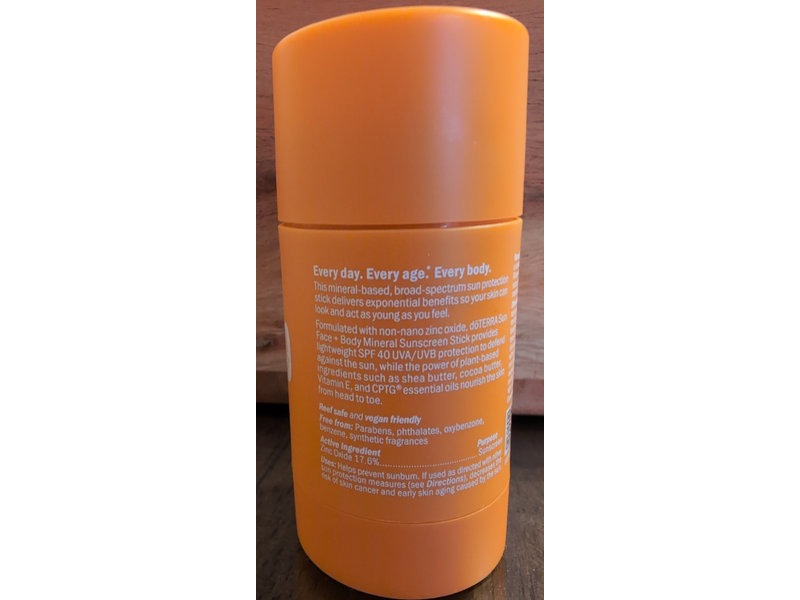 doTERRA Sun Face + Body Mineral Sunscreen Stick, SPF 40, 1.75 oz/50 g
