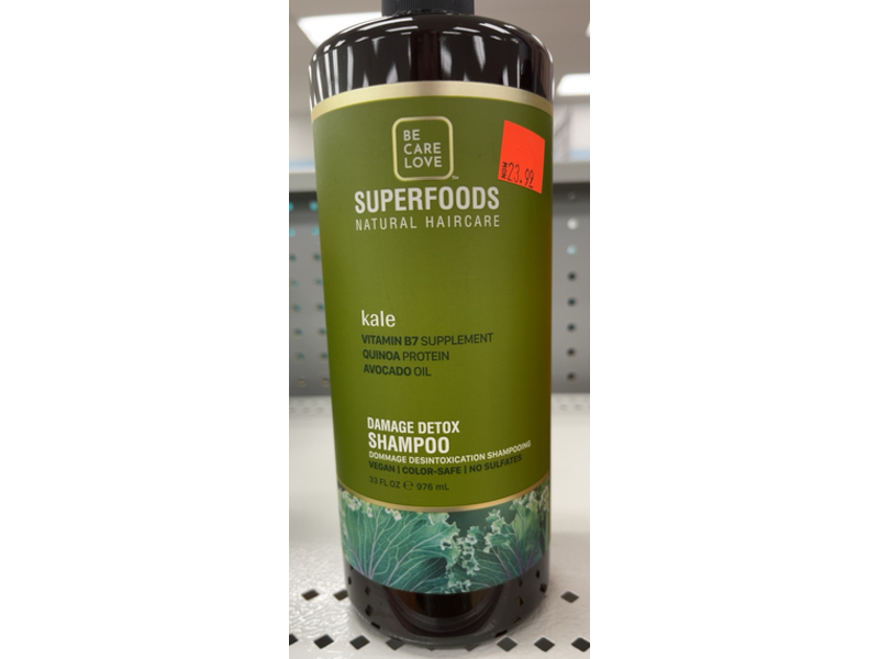 Be Care Love Superfoods Kale Damage Detox Shampoo, 33 fl oz/976 mL