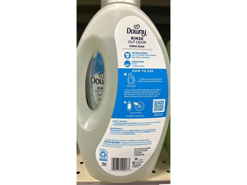 Downy Rinse Out Odor Fabric Rinse, Ocean Mist, 62 fl oz/1.8 L