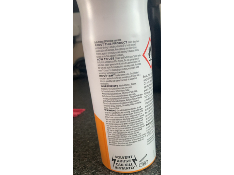 ASDA Protect Cooling Clear Sun Mist, SPF 50, 200 mL